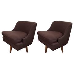 Pair of Jens Risom Swivel Lounge Chairs