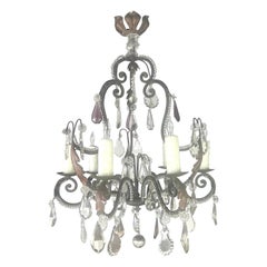 French Crystal Beaded Chandelier C. 1900's