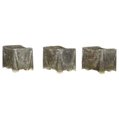 20thC Draped Cast Stone Stools / Side Tables