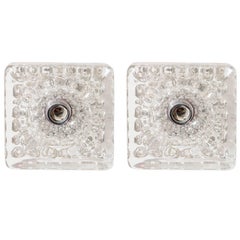 Vintage Pair of Bubble Glass Square Wall Sconces