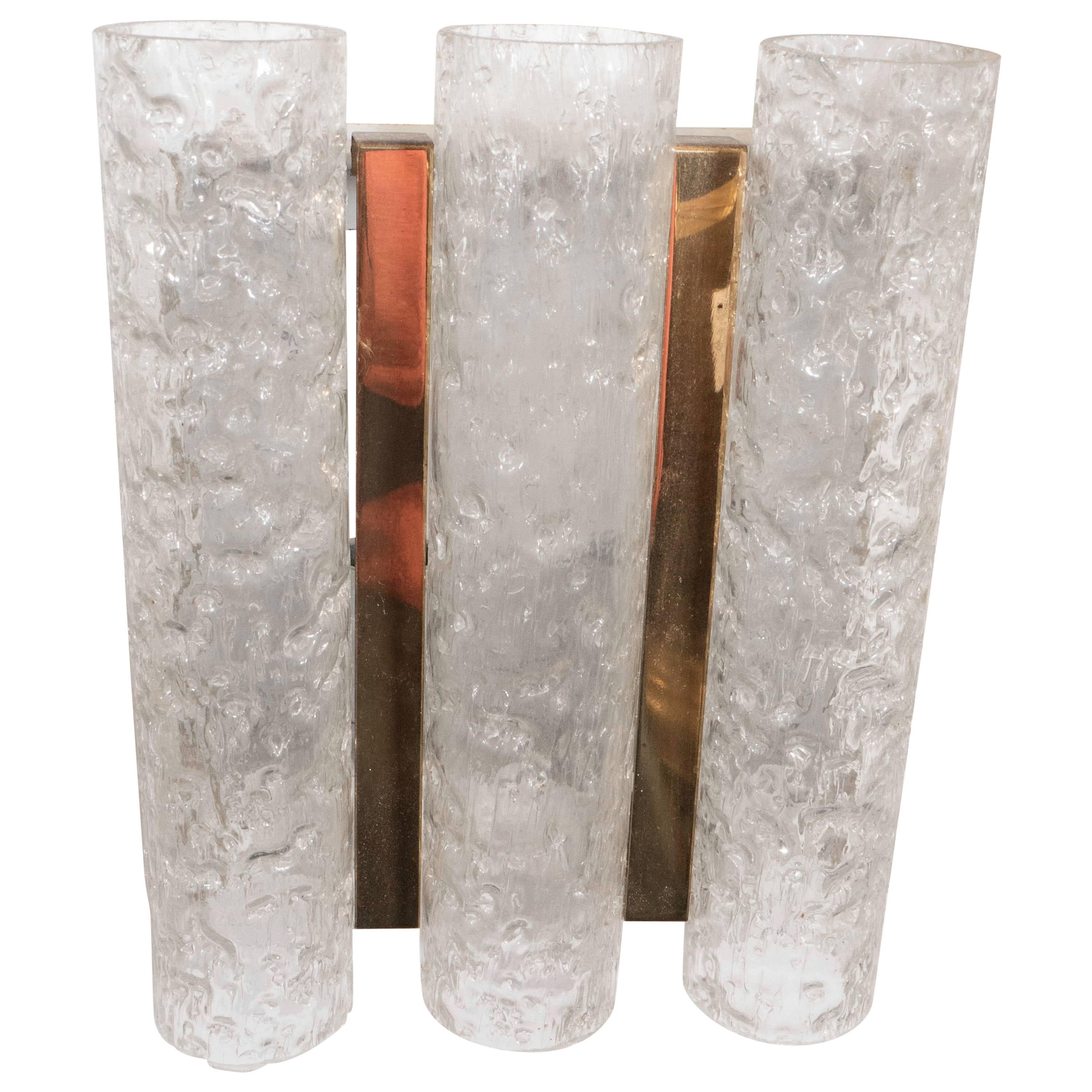 Doria Sconce with Trio of Textured Glass Cylinder Prisms