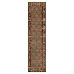 Rug & Kilim's Cortez Traditional Geometric Green and Red Wool Runner