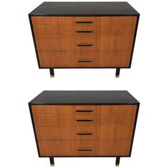 Used Pair of Harvey Probber Dressers in Ebonized Wood and Walnut