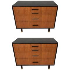 Pair of Harvey Probber Dressers in Ebonized Wood and Walnut