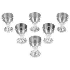 Vintage Val St. Lambert, Belgium. Six red wine glasses in clear crystal glass.