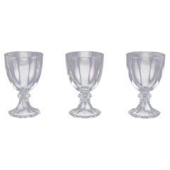 Vintage Val St. Lambert, Belgium. Set of three red wine glasses in crystal glass.