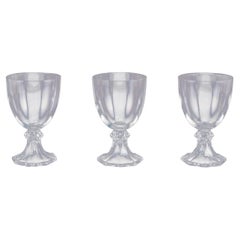 Val St. Lambert, Belgium. Set of three red wine glasses in crystal glass.