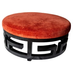 Greek Key Round Ottoman