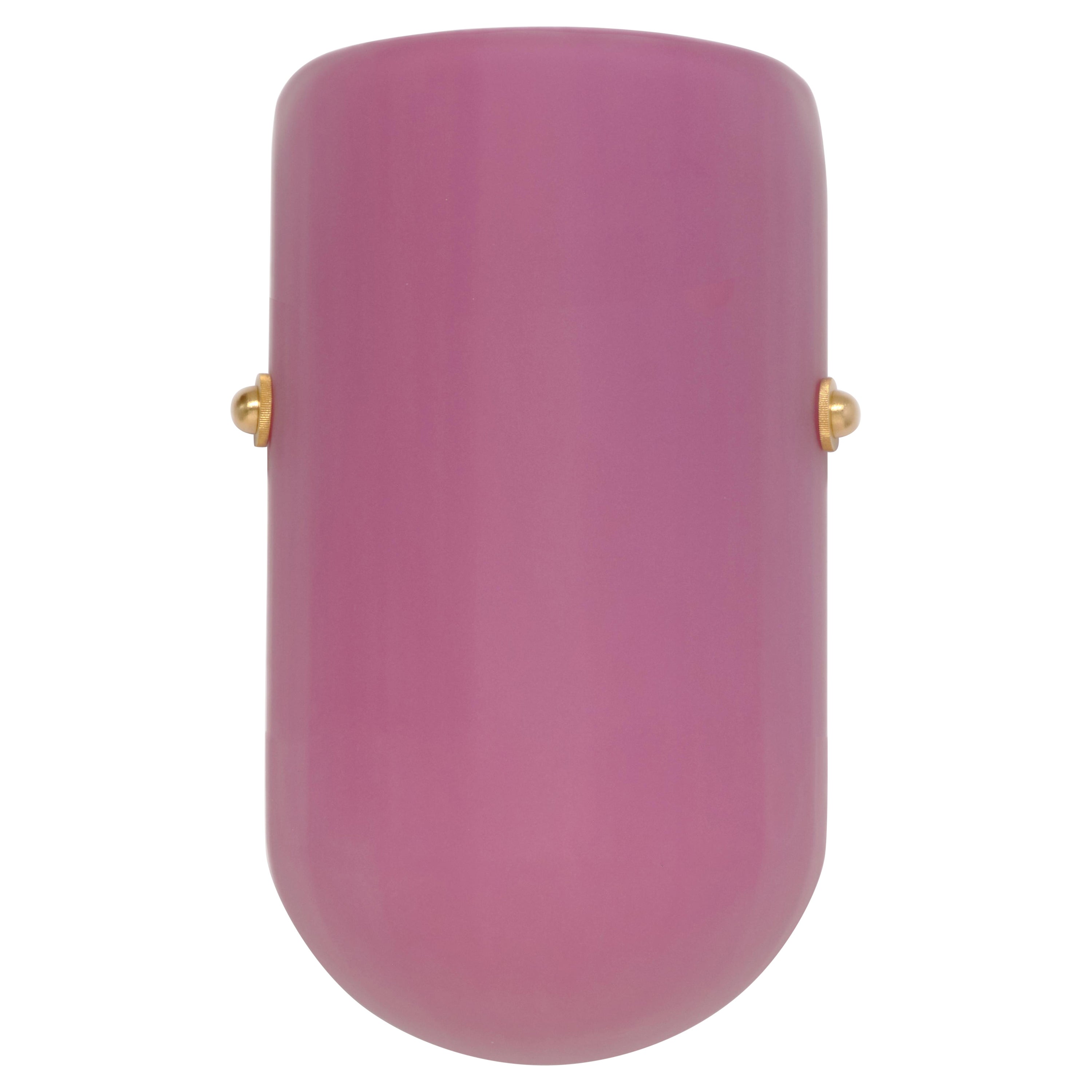 Selene Mezzo Streamline Moderne Inspired Blown Rubellite Glass Wall Sconce For Sale