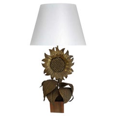 Italian Maison Rassi Large Brass Sunflower Lamp