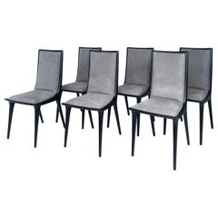 Annibale Colombo Lacquered Suede Dining Chairs, Set of 6  
