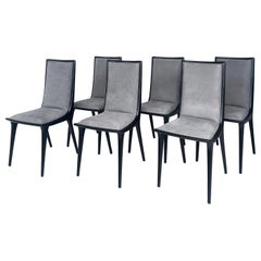 Annibale Colombo Lacquered Suede Dining Chairs, Set of 6