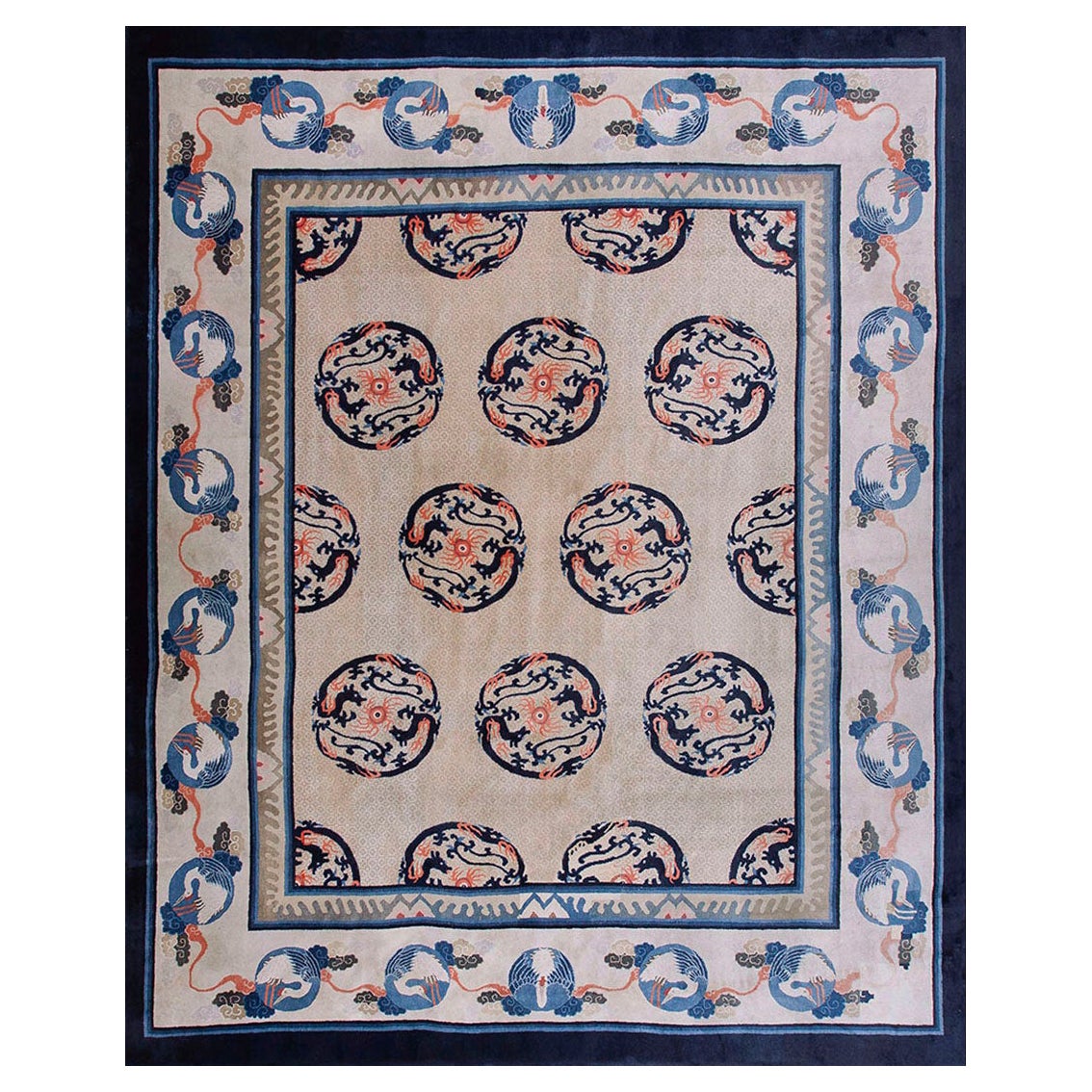 Early 20th Century N. Chinese Baotou Carpet 10'x 12' 3" For Sale