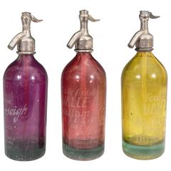 Set of Three Mid-Century Argentinian Seltzer Soda Glass Bottles