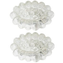 Pair of German 1960s Clear Bubble Glass Oval Sconces