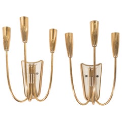 Stilnovo Style Three-Light Candelabra Sconces