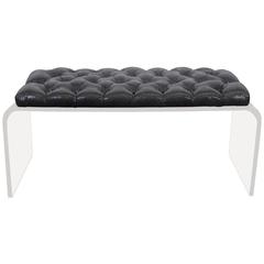 Lucite Waterfall Bench with Faux Snakeskin Patterned Seat