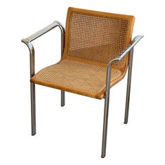 Marcel Breuer Style Cane & Chrome Armchair