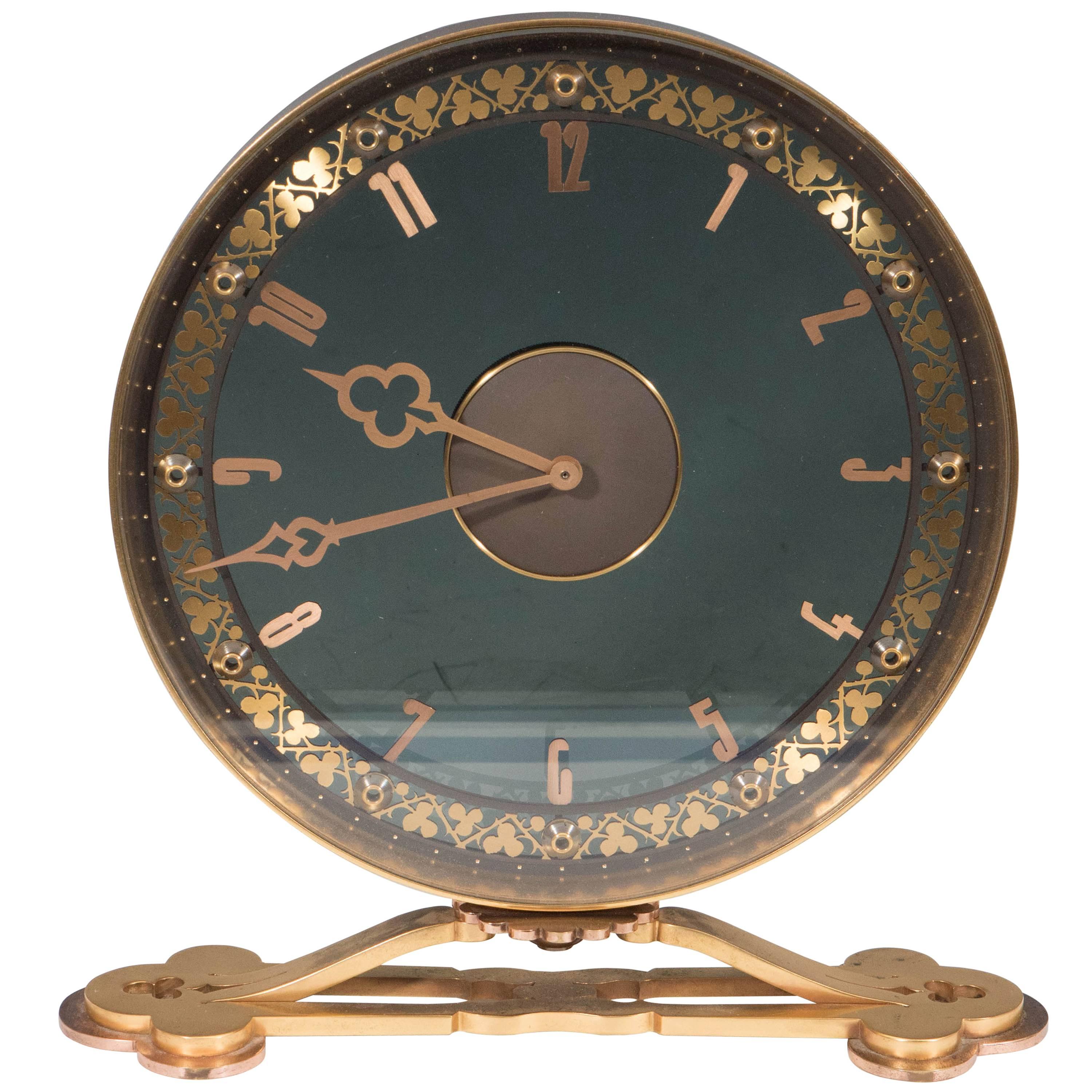 Jaeger-LeCoultre Desk Clock in Gilded Smoked Glass