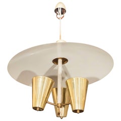 Midcentury Modernistic Italian Chandelier in Brass