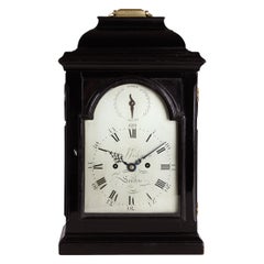 Antique English Bracket Clock with Silver Plated Dial, London, circa 1800