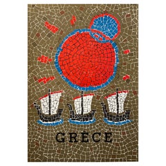 Vintage Original Mid-Century Travel Poster, 'GRÈCE' 1967