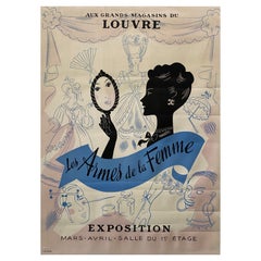 Original Vintage Art Deco Poster, 'Au Louvre Les Armes De La Femme', 1935