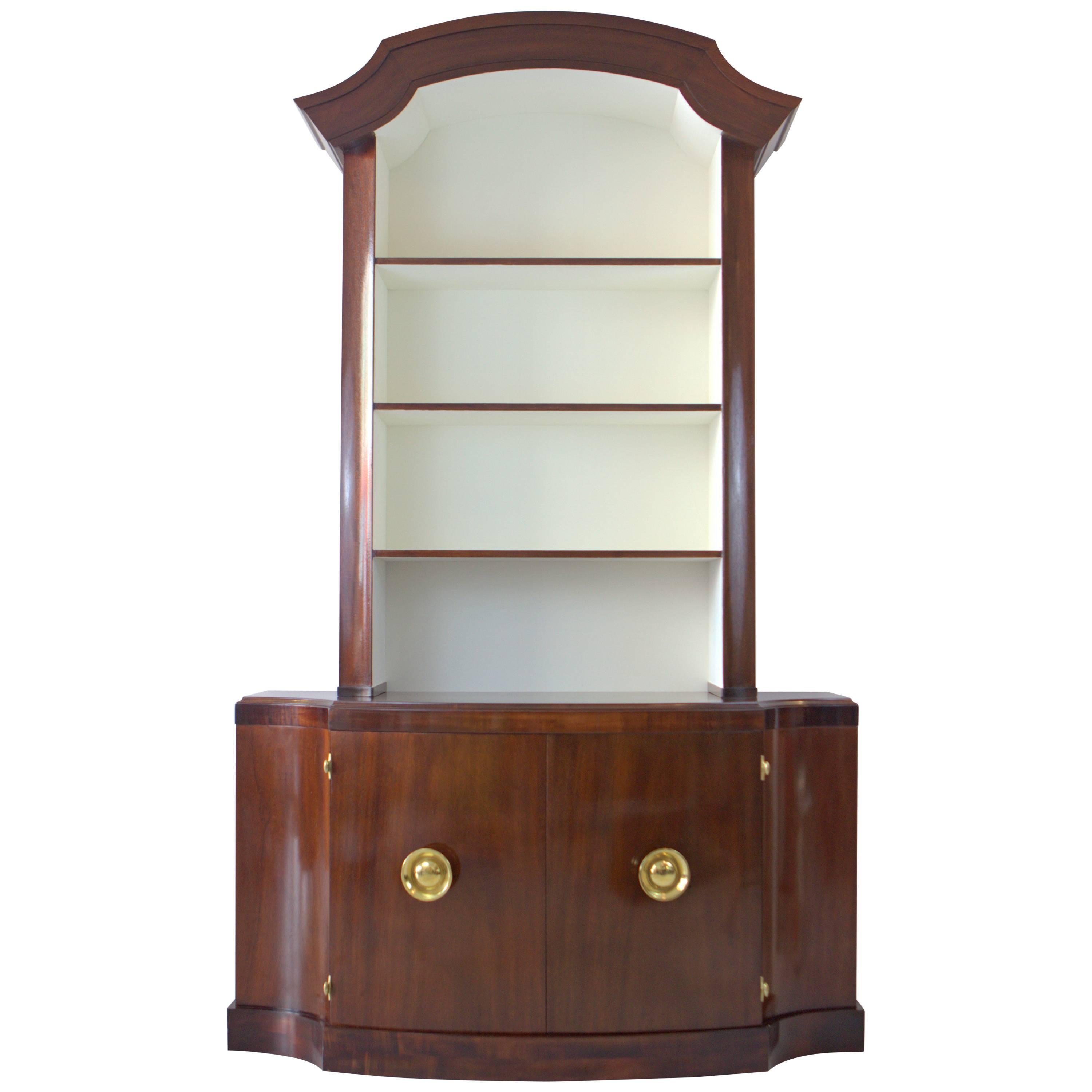 Stunning Paul Frankl Mahogany Bookcase, Dining Hutch For Sale