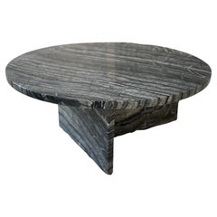 Luxury Marble Kenya Black Round Coffee Table, Made in Italy