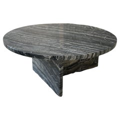 Luxuriöser Marmor Kenia Schwarz Runder Couchtisch, Made in Italy