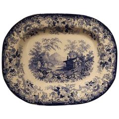 19th Century English Blue and White Platter after Minton’s Genevese Pattern