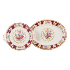 Royal Albert, Angleterre. "Lady Hamilton". Plat de service ovale et plat rond.
