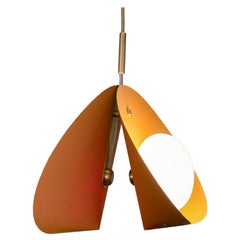 CONCHA Pendant Light Model 01 Small in Ochre Flecked Paper, Brass & Opal Glass
