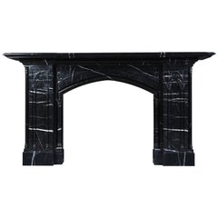 Reproduction Gothic Mantel Hand-Carved in Black Marble