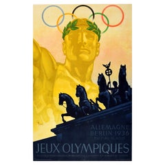 Original-Vintage-Sportplakat, Sommer-Olympiaspiele Berlin 1936, Franz Wurbel