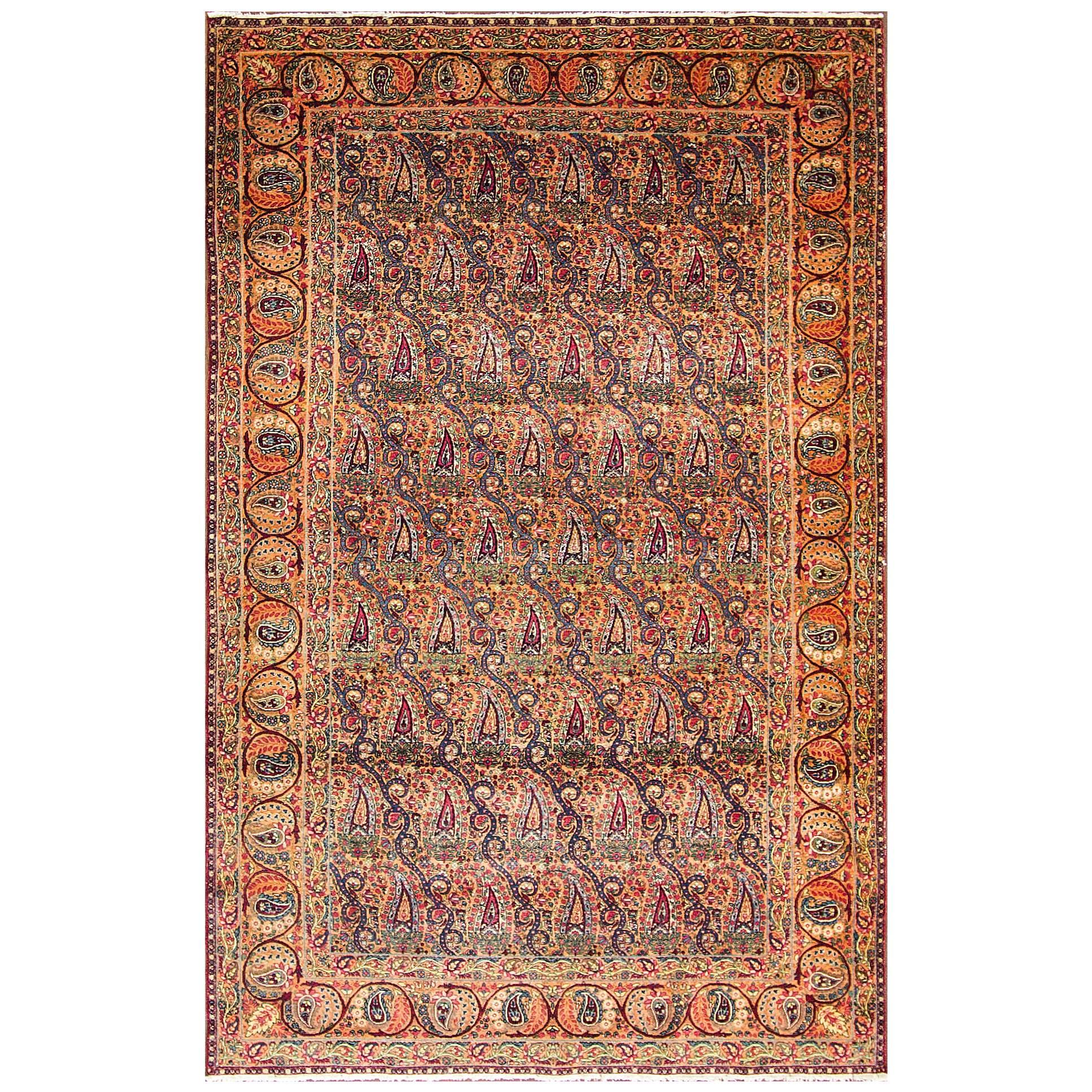 Antique Persian Laver Kerman Rug, 4'7" x 7'5" For Sale