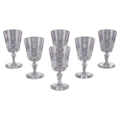 Antique Six French red wine glasses in crystal glass. Approx. 1900