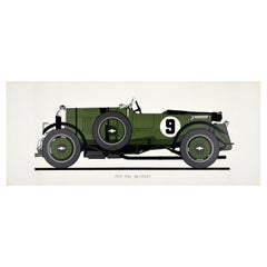 Original Retro Motorsport Poster Bentley 1929 4 1/2 Litre Racing Car Sport