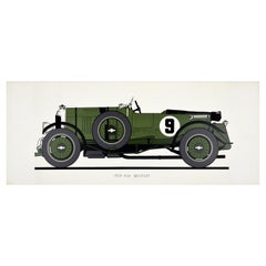 Affiche de sport automobile originale Bentley 1929 4 1/2 Litre Racing Car Sport