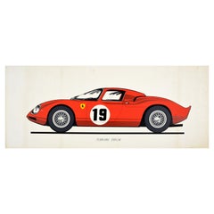 Poster originale d'epoca sul motorsport Ferarri 250LM Auto da corsa Automobile Sport