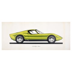 Original Vintage Motorsport Poster Lamborghini Miura Racing Car Automobile Sport