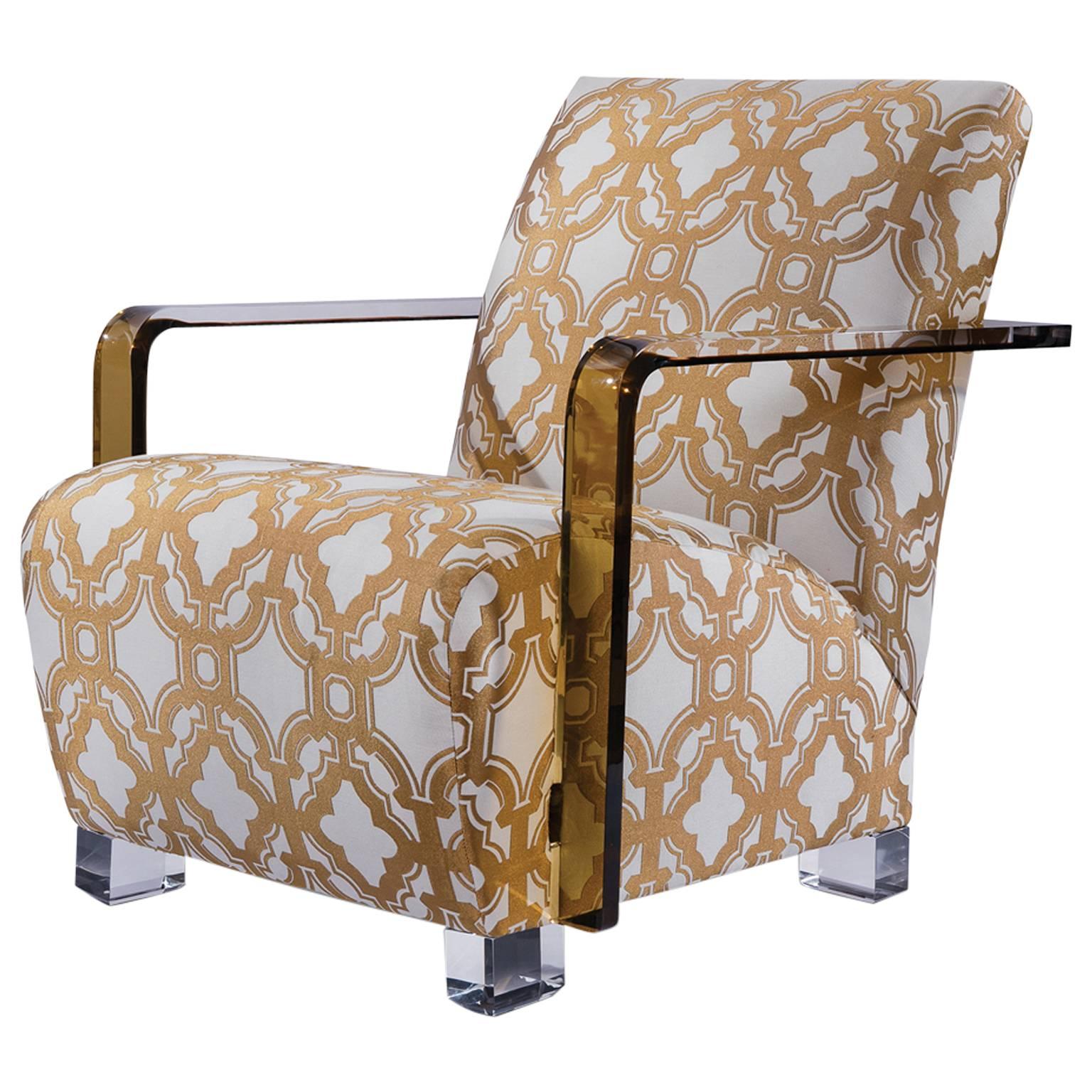 Limited Edition Gold and Ivory Marrakesh Gate Armchair For Sale