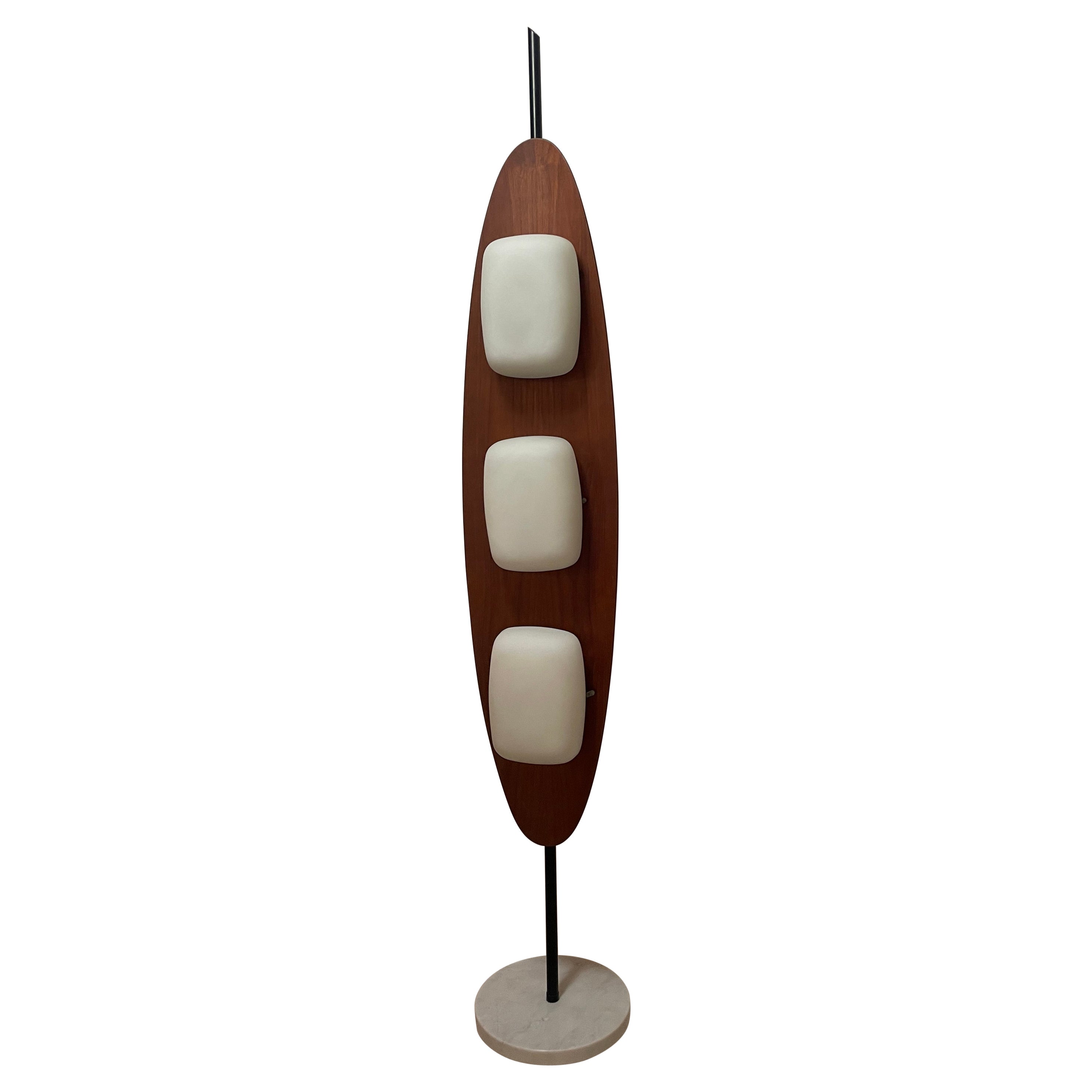 Lampada da terra Totem di Goffredo Reggiani, Wood, Marmo e Opalina, Italia, anni '70