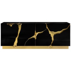 Lapiaz Black Sideboard - Hand-Polished Steel & Brass - Boca do Lobo