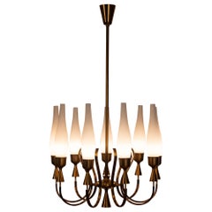 Mod. 12613 9-Arm Brass Chandelier by Angelo Lelii for Arredoluce, Italy, c.1957