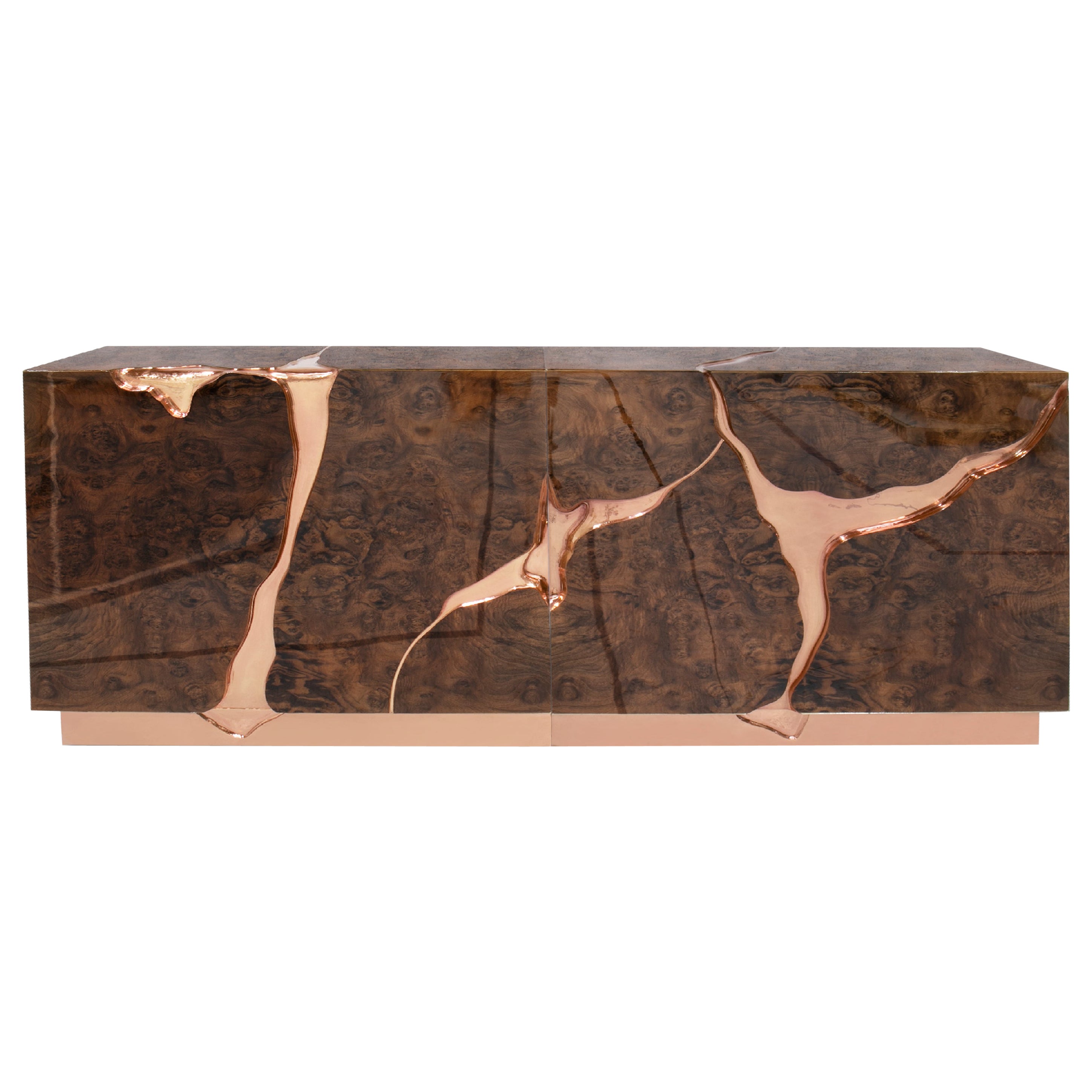 Buffet Lapiaz Rose Gold - menuiserie et placage faits main - Boca do Lobo en vente