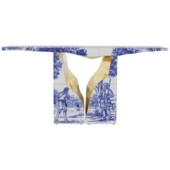 Lapiaz Tiles Console - Hand-Painted Tiles - Steel & Brass - Boca do Lobo