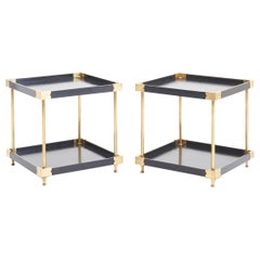 Pair of Black and Brass Side Tables