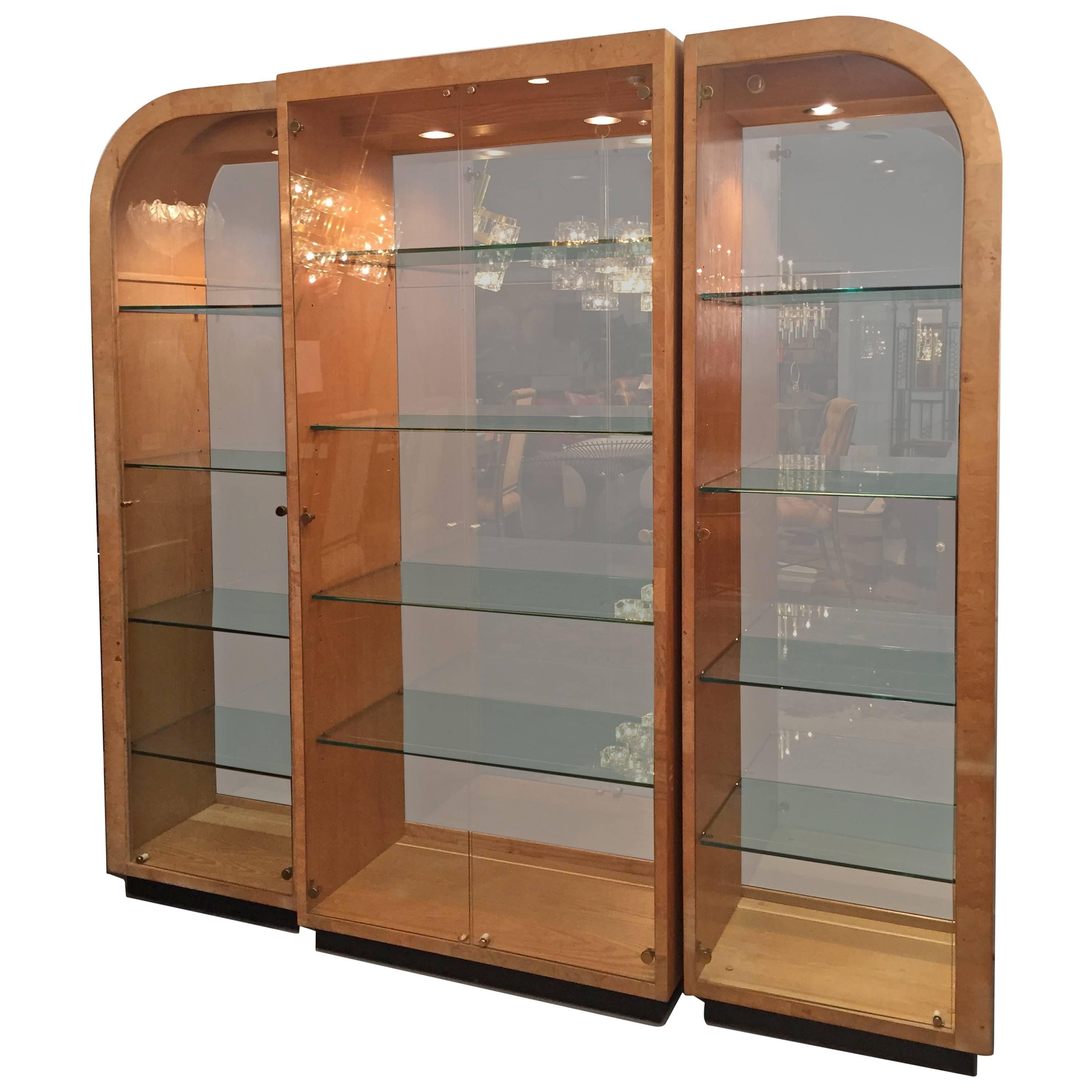 Gorgeous Burl Wood Display Cabinet by Henredon