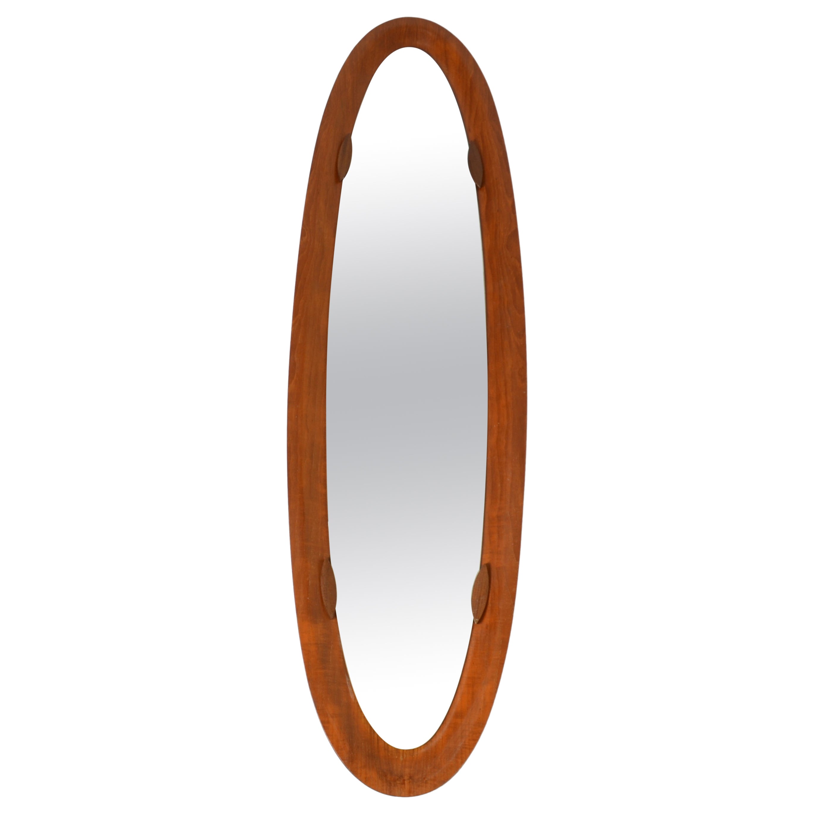 Italian Oval Ply Wood Mirror by Franco Campo & Carlo Graffi